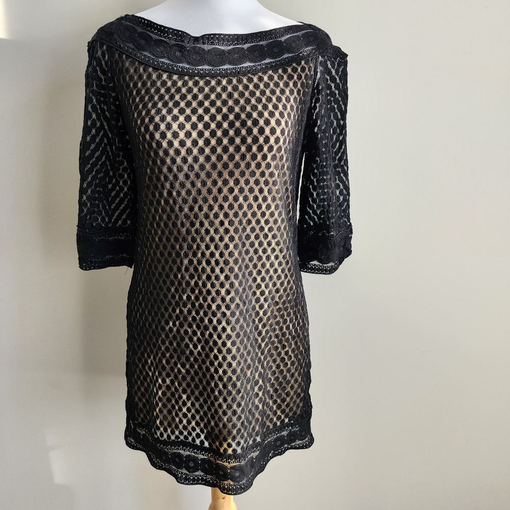 Max Studio‎ Lace Dress Womens Medium Black Sexy Lined Cocktail Party Event
